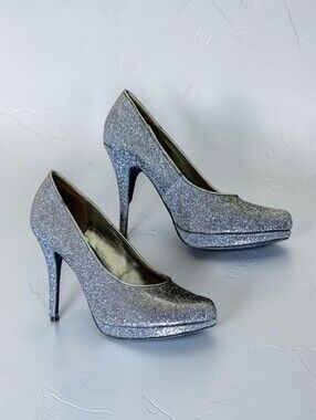 Silver Glitter Pumps M.p.s. Dietrich Size 38 US 7.5 Glam Sparkle